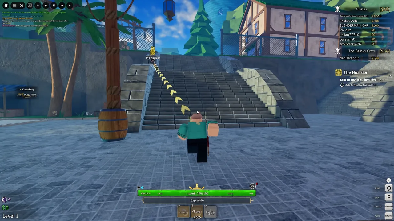 Grand Blue Roblox quest tracker in the starting route