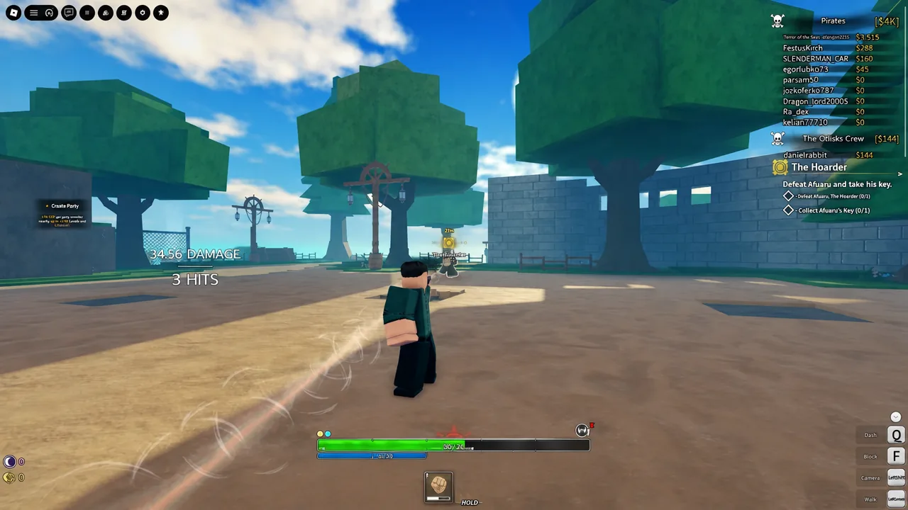 Grand Blue Roblox player fighting a boss in a current gameplay capture