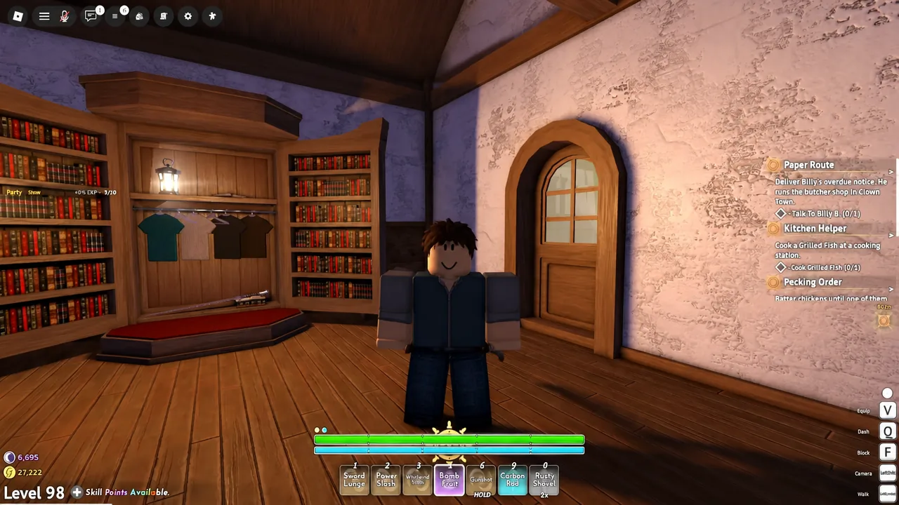 Grand Blue Roblox player hotbar showing a Cursed Fruit
