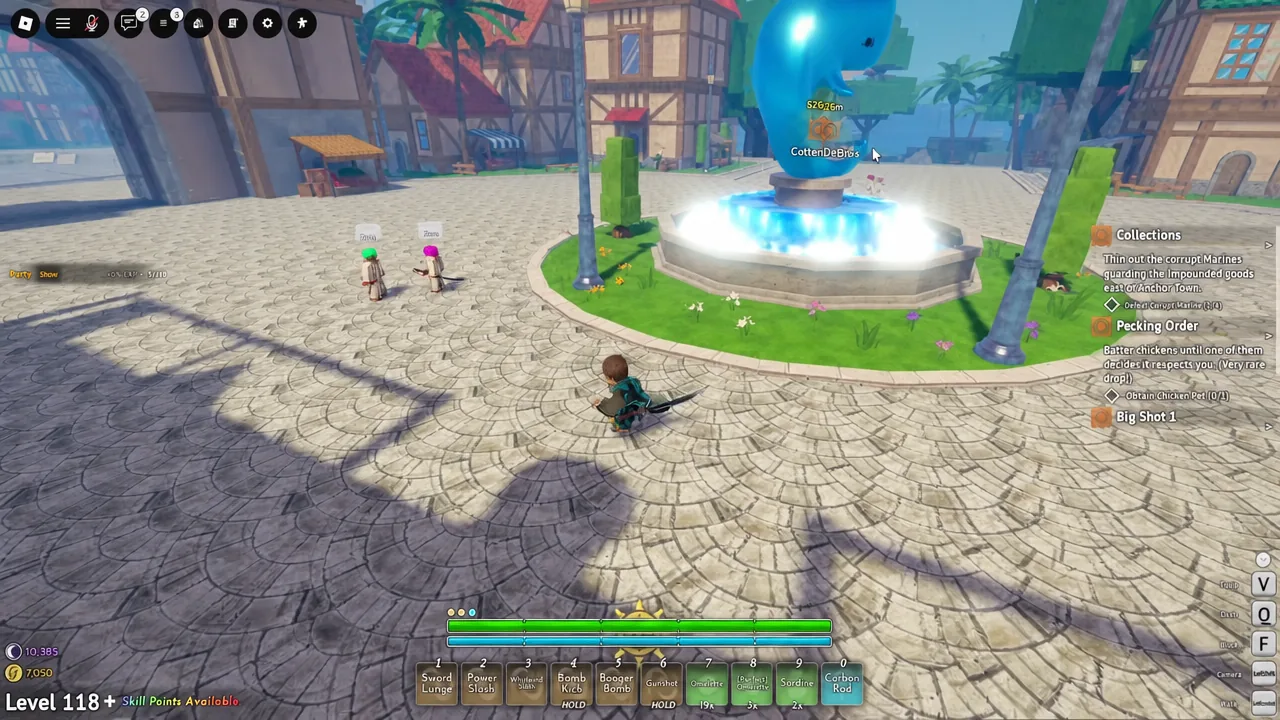 Grand Blue Roblox player moving through the Clown Town route