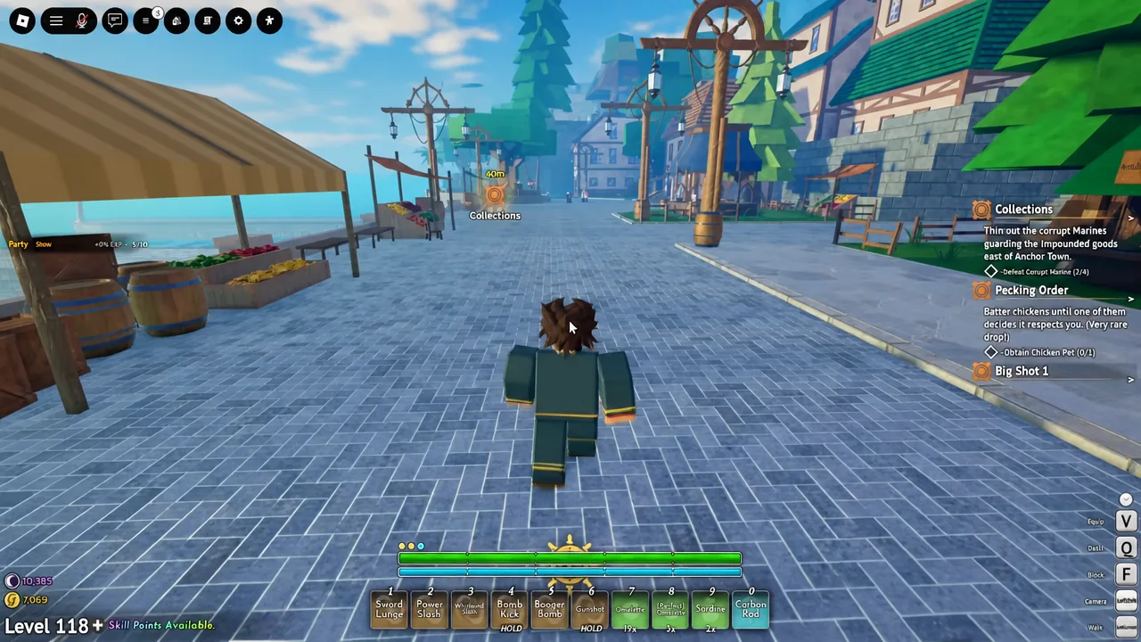 Grand Blue Roblox repeatable quest route near Anchor Town